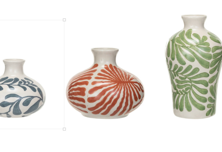 Hand-Painted Stoneware Vase | Red