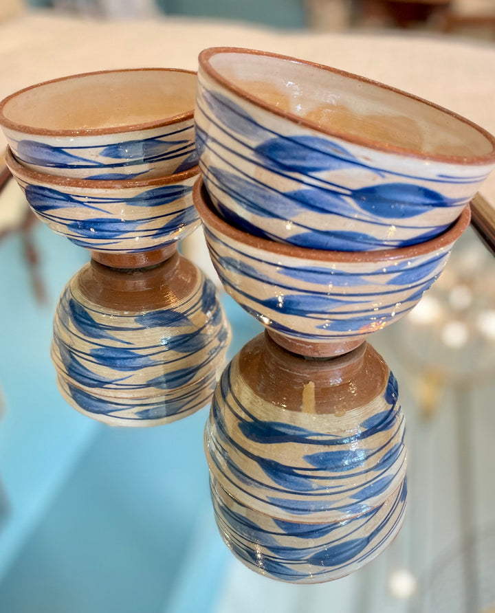 Handmade Pottery Blue Leaf Bowl, Egypt