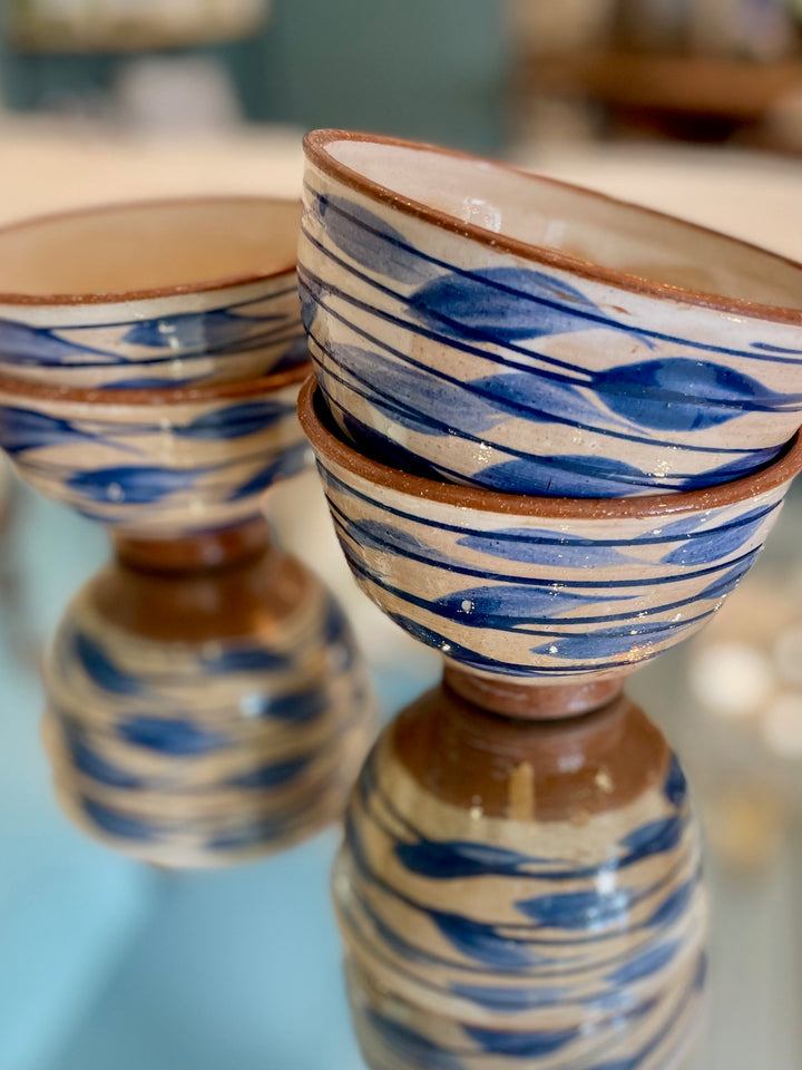 Handmade Pottery Blue Leaf Bowl, Egypt