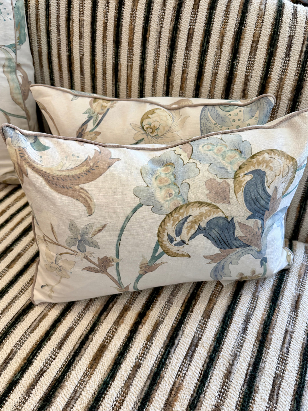 Custom 12" x 18" Pillow in an Abstract Floral Printed Linen/Cotton Blend
