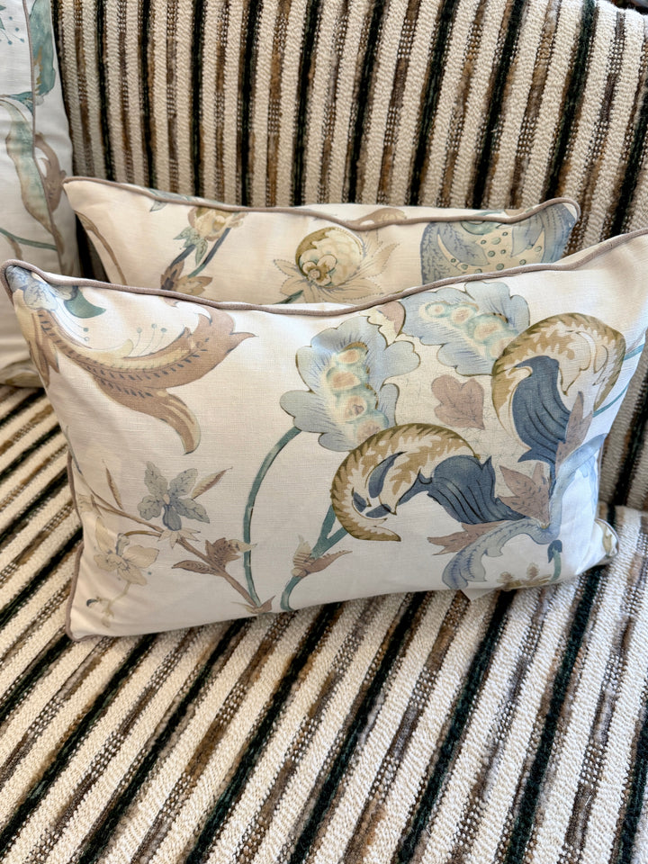 Custom 12" x 18" Pillow in an Abstract Floral Printed Linen/Cotton Blend