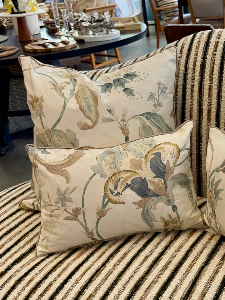 Custom 12" x 18" Pillow in an Abstract Floral Printed Linen/Cotton Blend