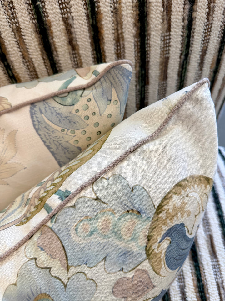 Custom 12" x 18" Pillow in an Abstract Floral Printed Linen/Cotton Blend