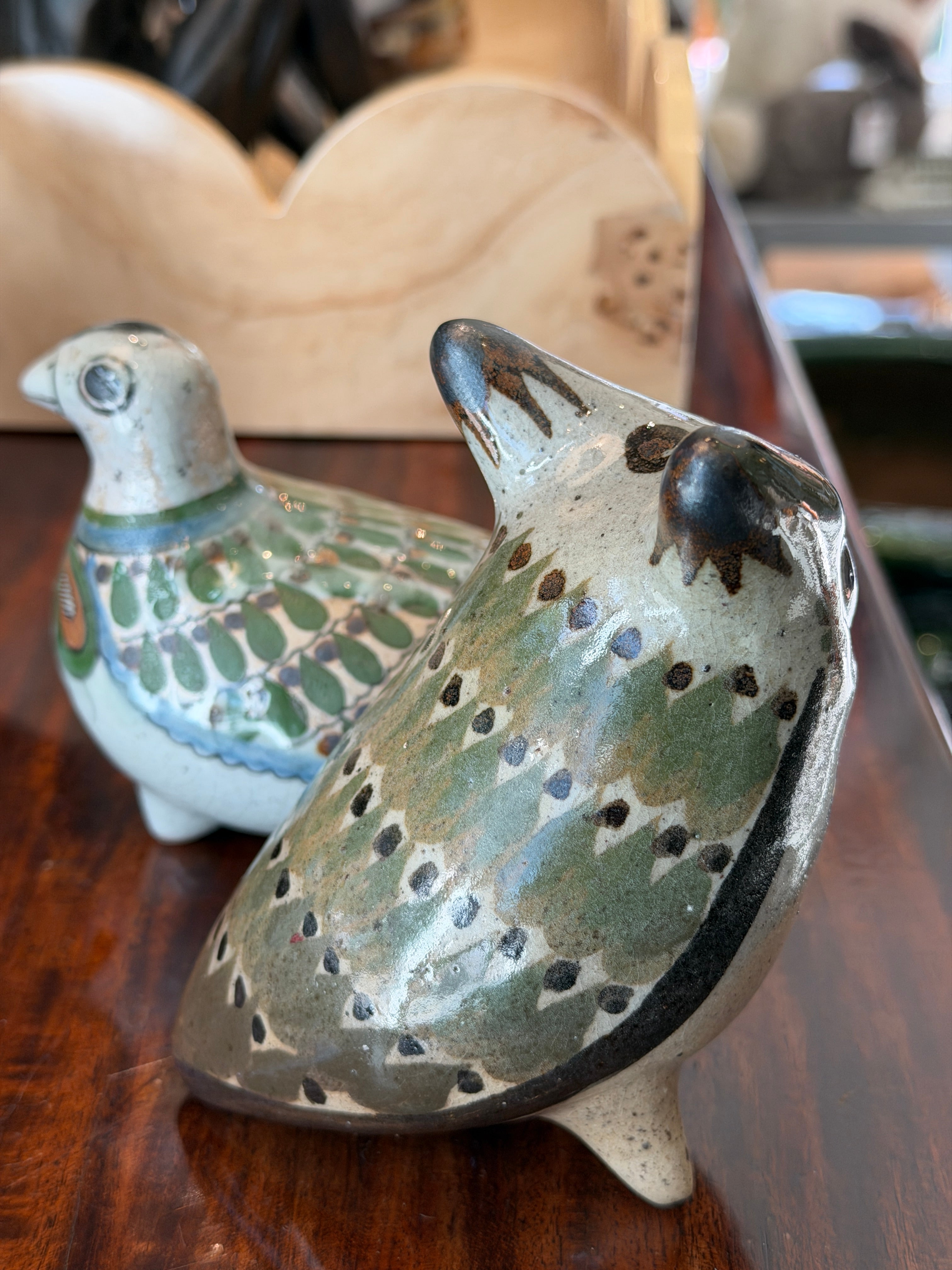 Vintage Ceramic Quail, Hand-Painted + Signed by Artist, Mexico