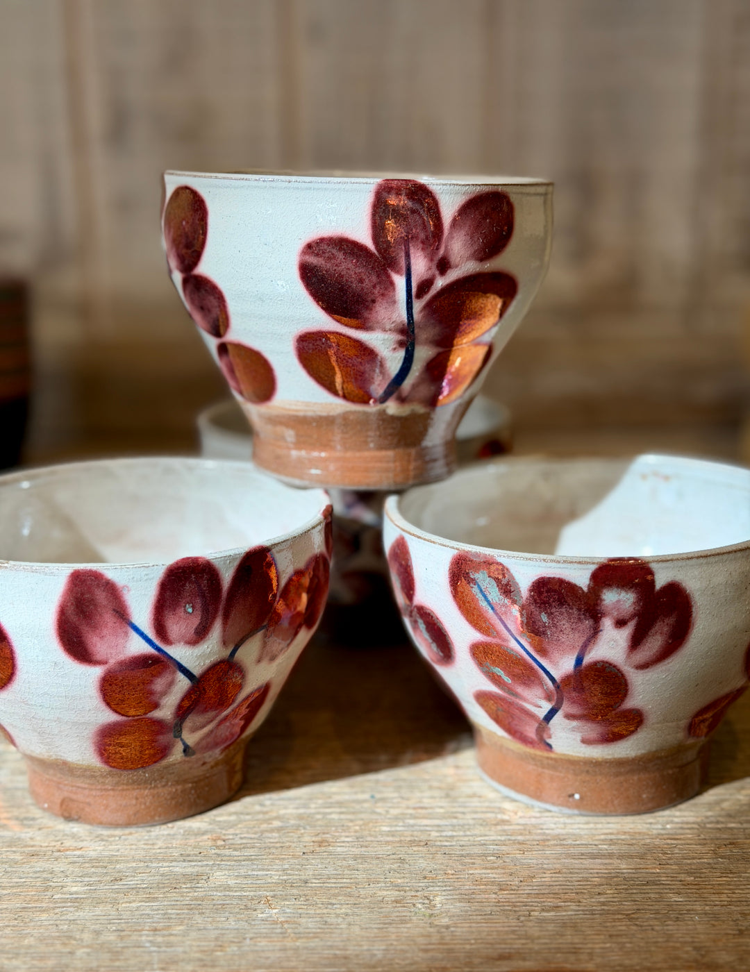 Handmade Pottery Metallic Rose Leaf Bowl, Egypt