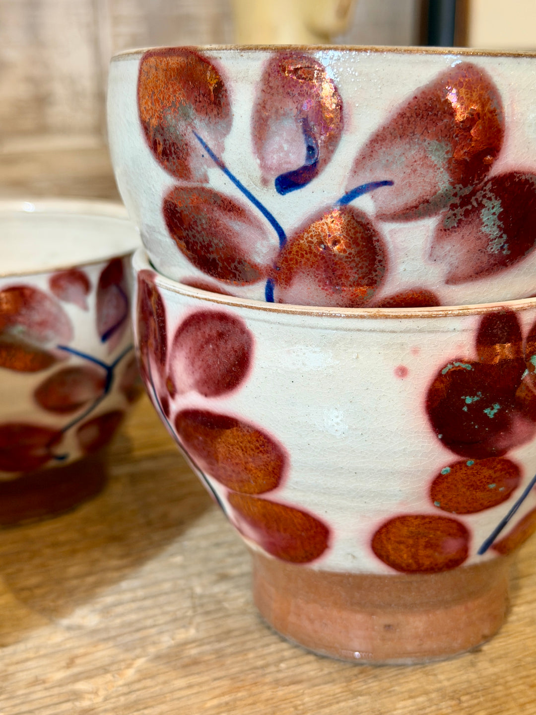 Handmade Pottery Metallic Rose Leaf Bowl, Egypt