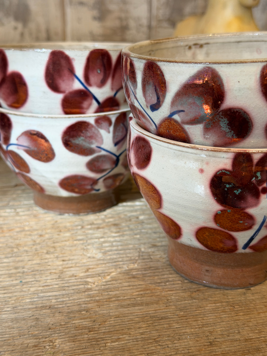 Handmade Pottery Metallic Rose Leaf Bowl, Egypt