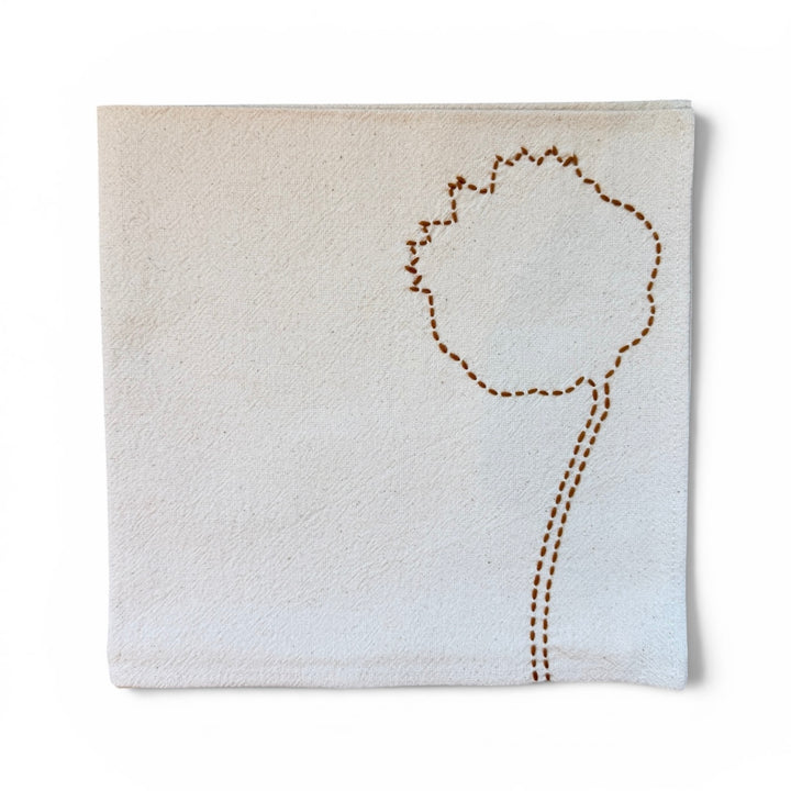 Valerie Barkowski Cotton Napkin w/ Hand-Stitched Bud, Morocco | Toffee