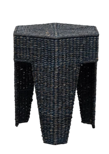 Hand-Woven Water Hyacinth and Rattan Stool / Table | L
