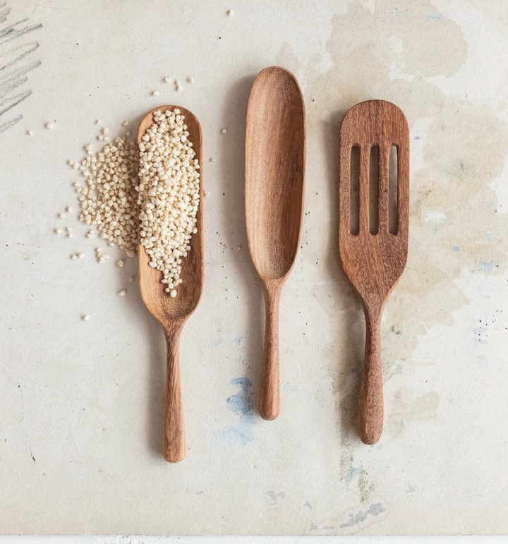 Carved Doussie Wood Spoon + Spatula Set