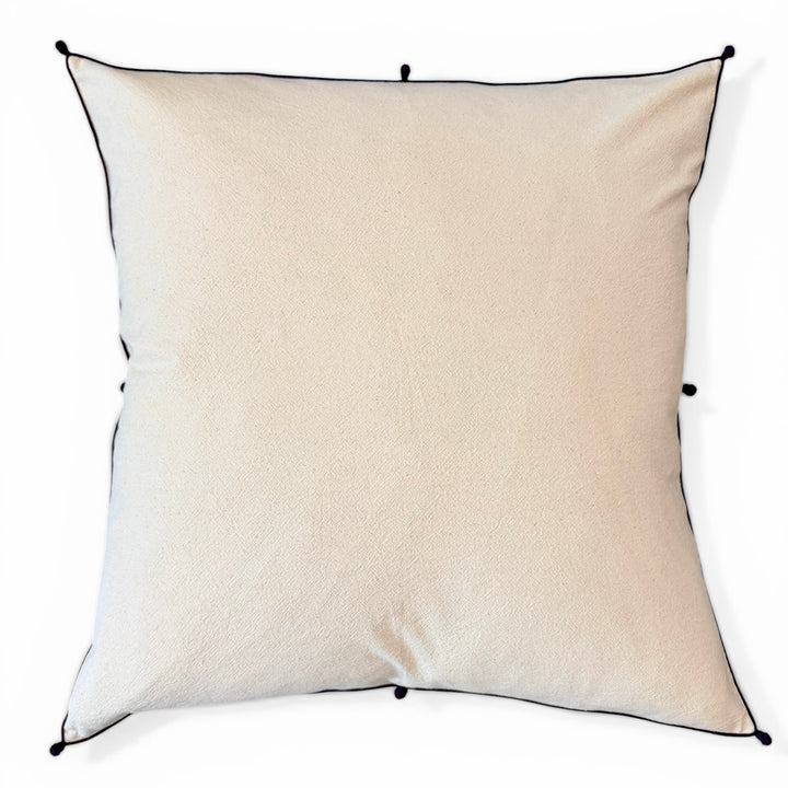 Valerie Barkowski 21" x 21" Cotton Pillow w/ Hand Knotted Accents, Morocco | Wine
