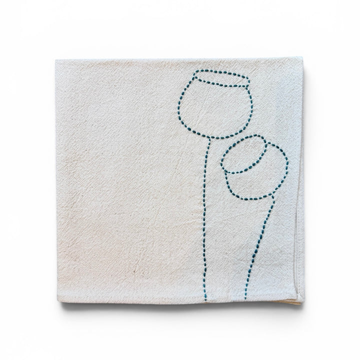 Valerie Barkowski Cotton Napkin w/ Hand-Stitched Pods, Morocco | French Blue