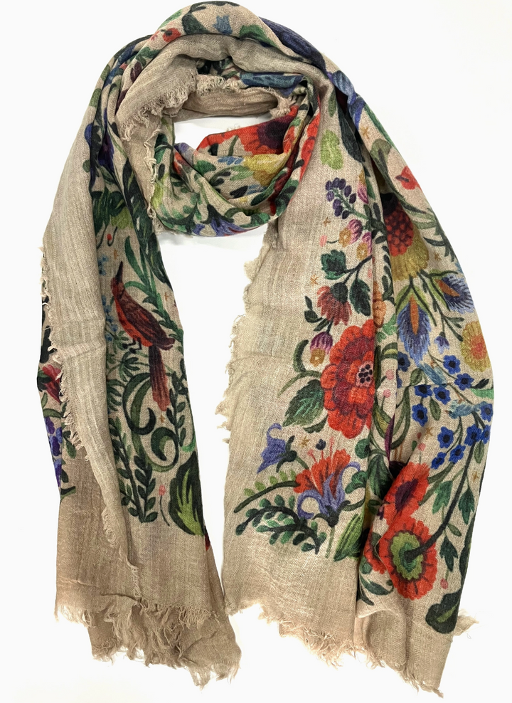 Jardin Wool Silk Scarf