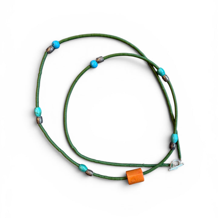 Handmade Berber Long Beaded Necklace, Morocco | C