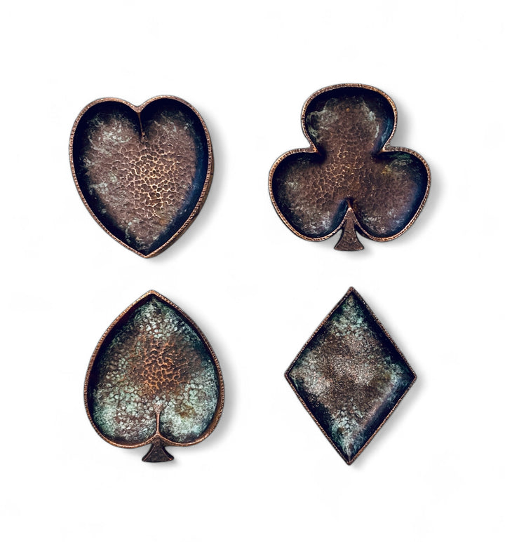 Vintage Bronze Card Suit Dishes | Set of 4