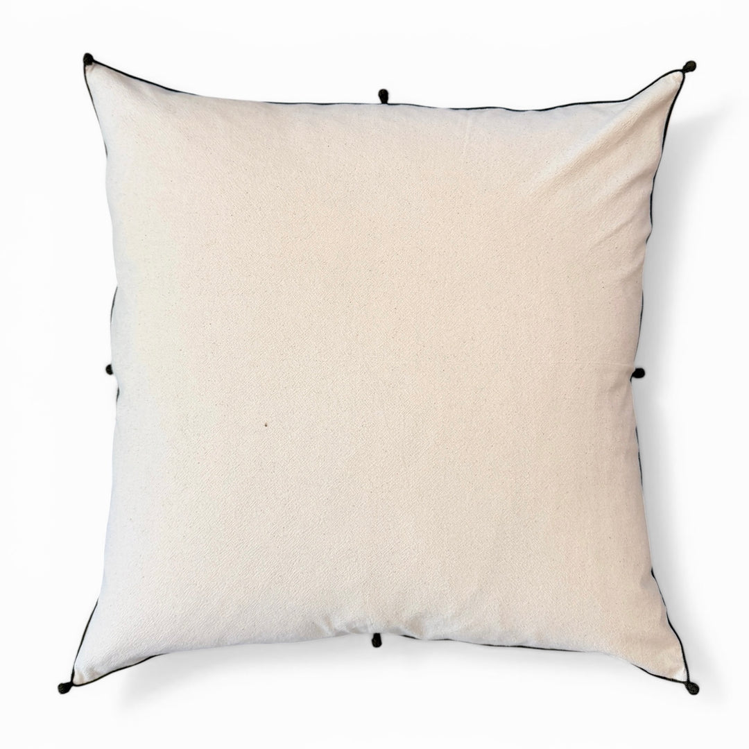 Valerie Barkowski 21" x 21" Cotton Pillow w/ Hand Knotted Accents, Morocco | Olive