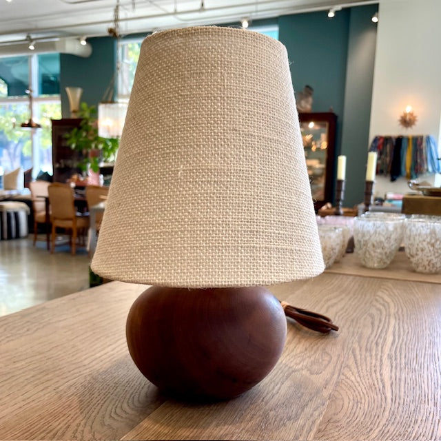 Vintage Small Round 'Ball' Wood Lamp