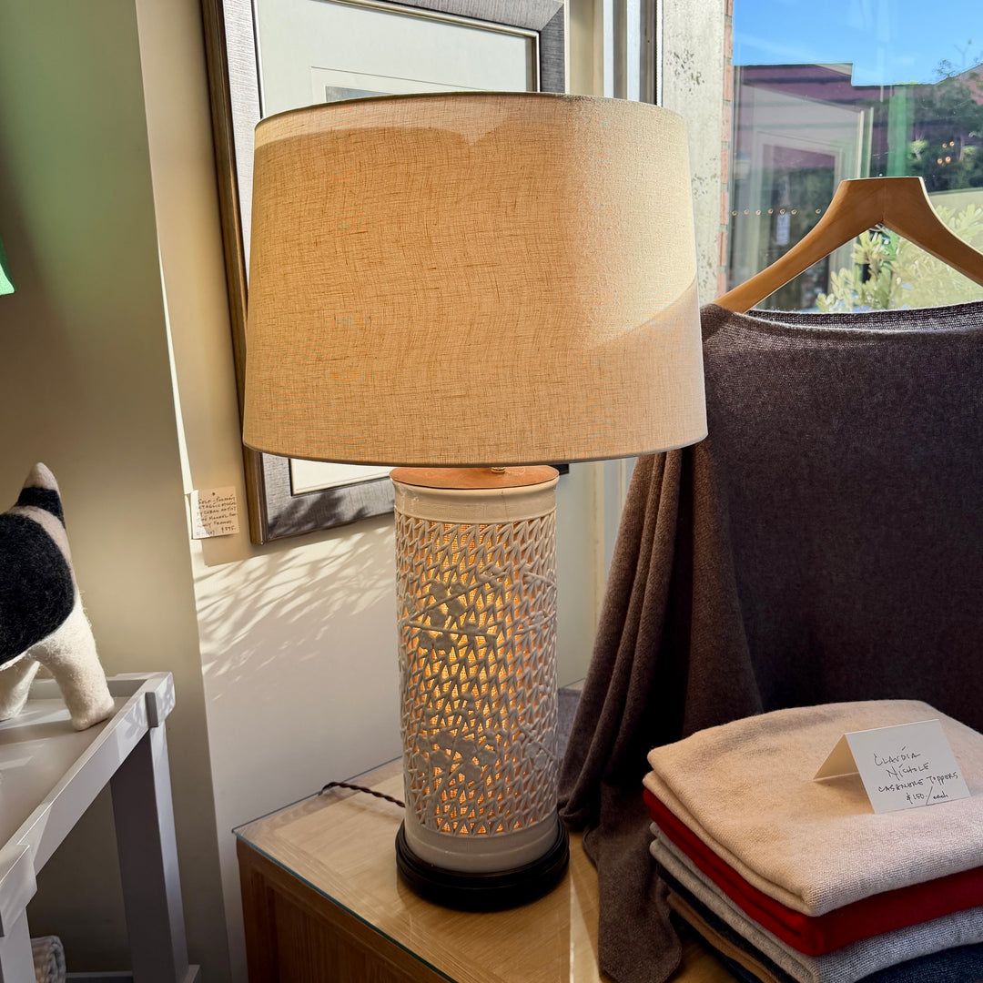 Vintage Ceramic Lattice Table Lamps | Pair