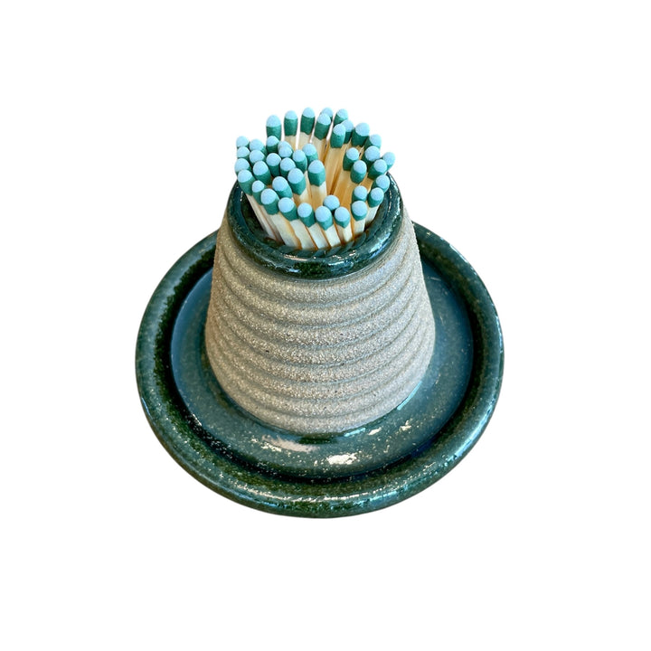 a|g Ceramics - Match Strike with Spent Tray in Dark Olive | Rigged Pyramid