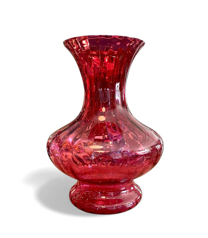 Vintage Large Scale Hand Blown Cranberry Glass Vase