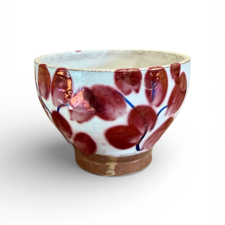 Handmade Pottery Metallic Rose Leaf Bowl, Egypt