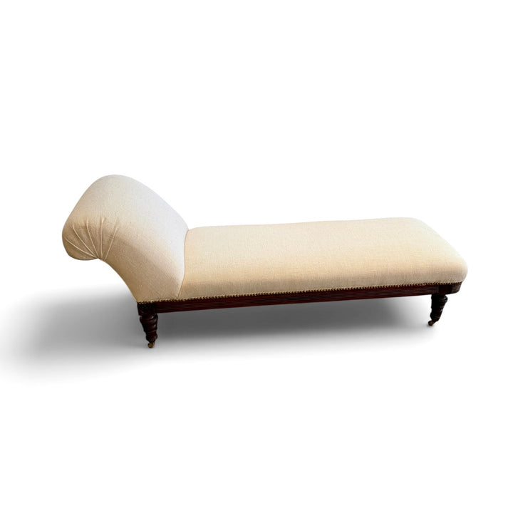 1920's  Chaise Lounge with Carved Walnut Base, Newly Upholstered