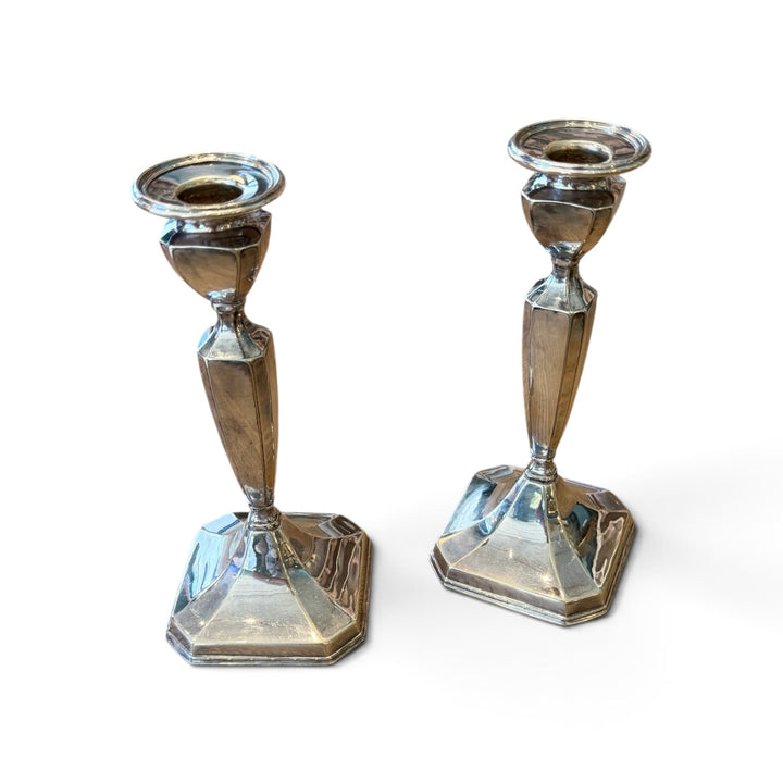 Vintage Derby Silver-Plate Candlesticks| Pair