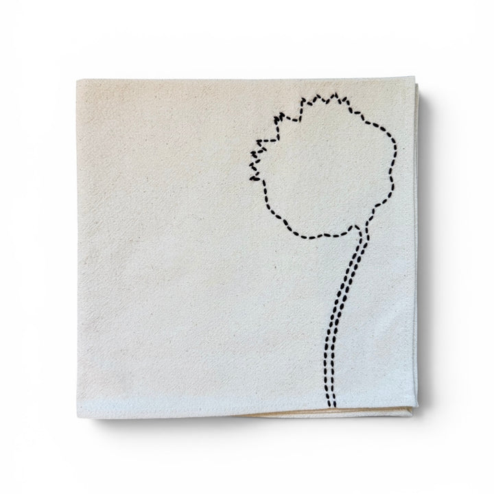 Valerie Barkowski Cotton Napkin w/ Hand-Stitched Bud, Morocco | Wine