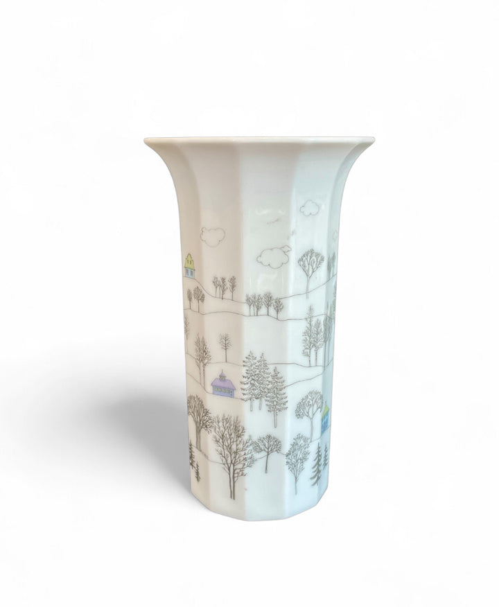 Vintage Rosenthal White Porcelain Vase w/Painted Scene, Germany