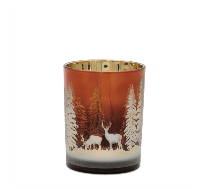 5" Red Glass Deer Candle Holder