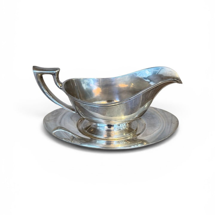 Vintage Sterling Silver Gravy Boat + Tray Set