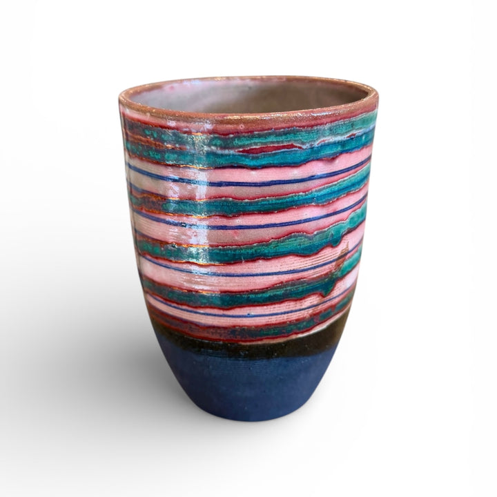 Handmade Pottery Metallic Rose Swirl Tumbler, Egypt | C