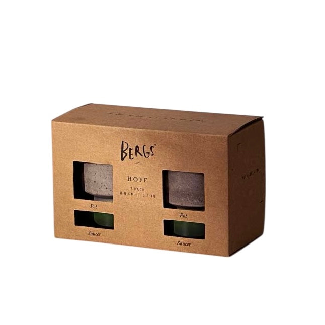 Hoff RAW Grey Pot + GLAZED Emerald Saucer, Italy  | Set of 2