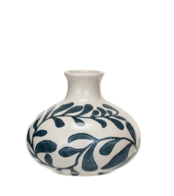 Hand-Painted Stoneware Vase | Blue