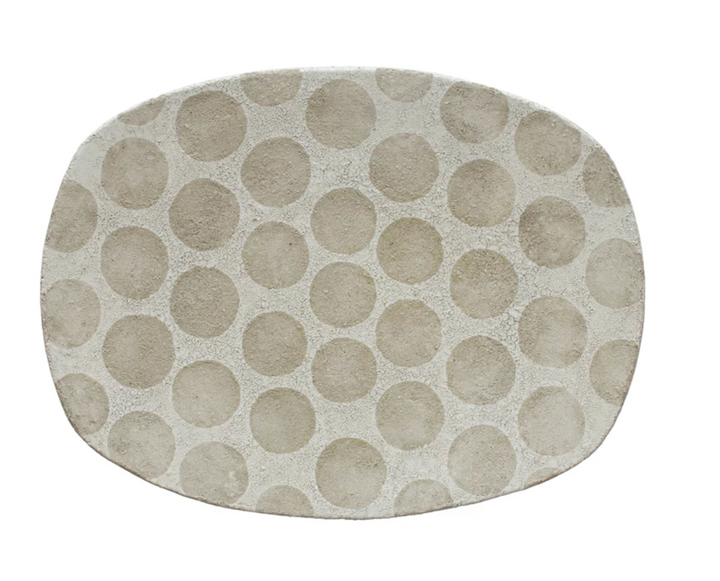 Decorative Terra-cotta Platter w/ Wax Relief Dots