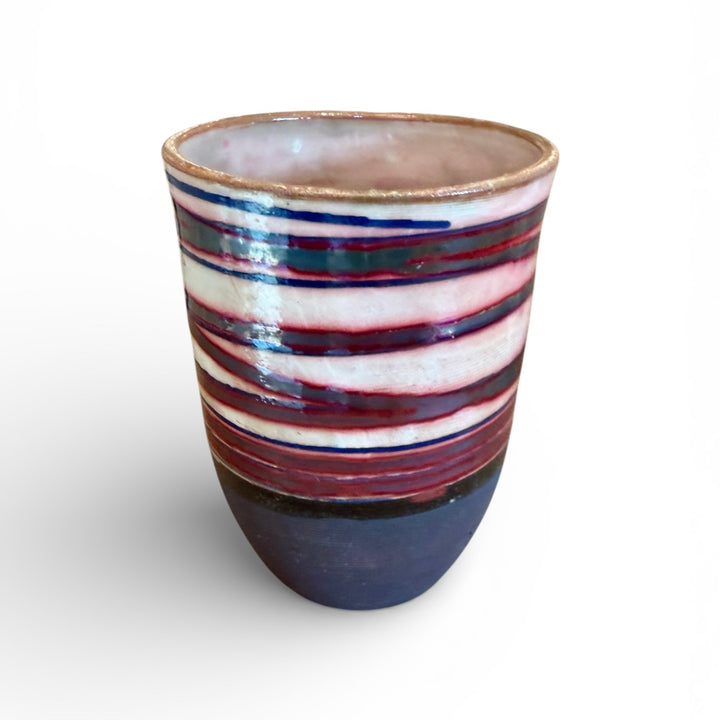 Handmade Pottery Metallic Rose Swirl Tumbler, Egypt | A