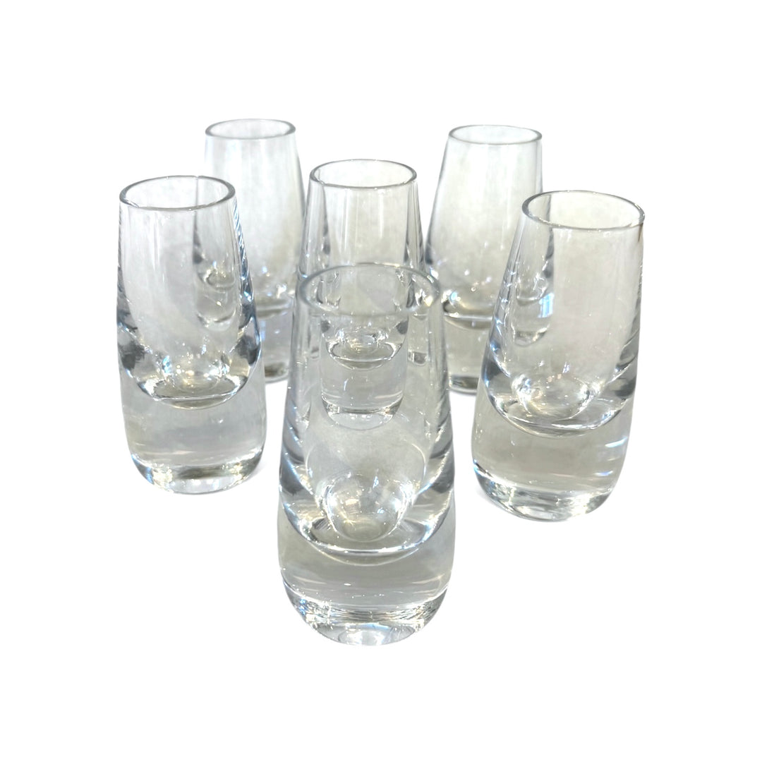 Vintage Clear Shot Glasses w/Heavy Base | Set of 6