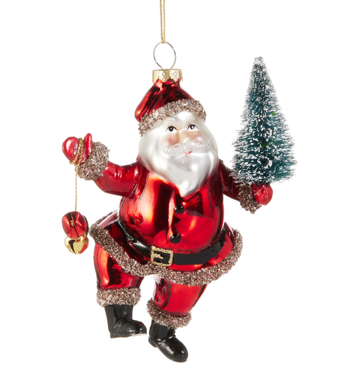 5" Retro Glass Santa Ornament