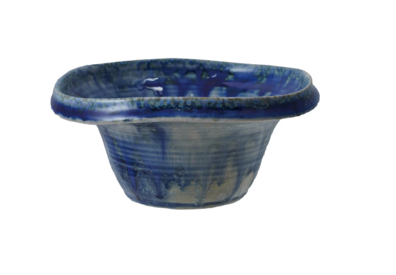 Stoneware Organic Shaped Blue Bowl