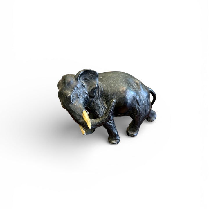 Vintage Metal Elephant Sculpture with a Bronze Finish | S
