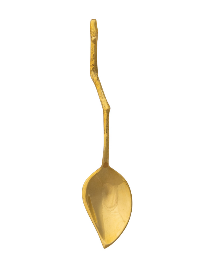 Brass Leaf Shaped Spoon w/ Twig Shaped Handle
