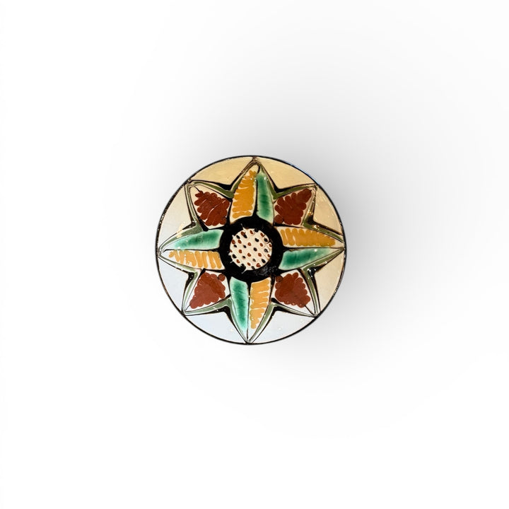 Vintage Small Flat Dish by HAK, Denmark, Signed | Multicolored Flower
