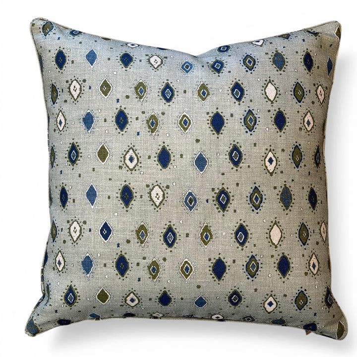 Custom 21" x 21" Pillow in Peter Dunham Oona Print on Linen w/ Self Welt