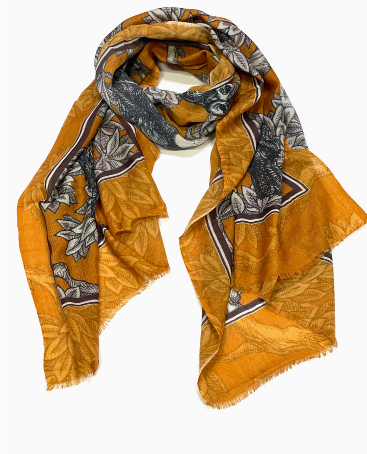 Hetty Bird Wool Silk Scarf