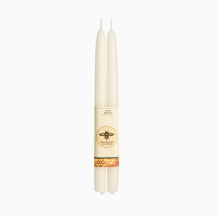 100% Pure Beeswax 12" Taper Candles | Ivory | Pair