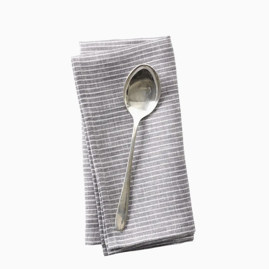 Linen Napkin Grey + White Stripe | Set of 4