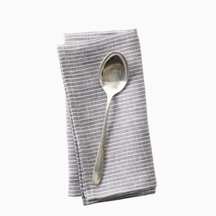 Linen Napkin Grey + White Stripe | Set of 4