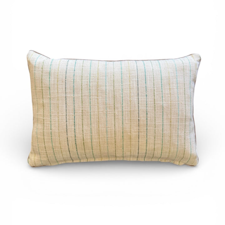 Custom 12" x 18" Pillow made from a Cream Cotton / Linen w/ Pinstripes