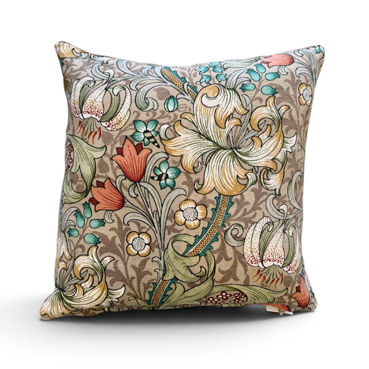 Custom 21" x 21" Pillow made from William Morris' Golden Lily Botanical Print on Cotton