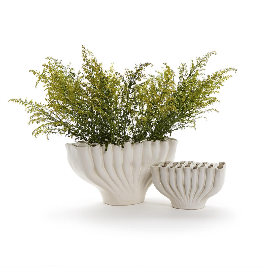 Banyan White Ceramic Sculptural Vase | M